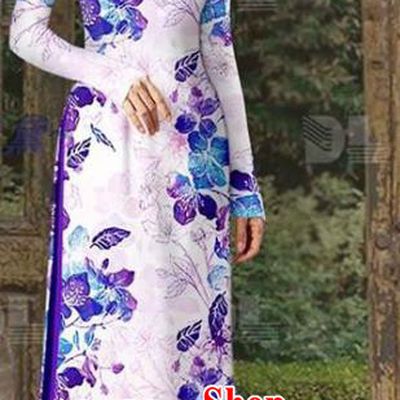 Vietnam Traditional Fashion Oriental Cheongsam Vietnamese Purple Ao Dai Dress Classical Qipao with Loose Pants Set