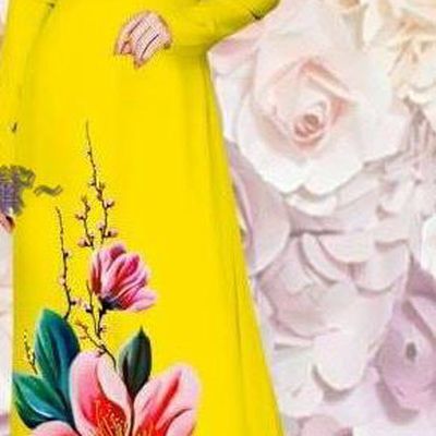 Vietnamese Women Clothing Traditional Ao Dai Dress Asian Vietnam Custom Qipao with Pants Classical Printing Yellow Cheongsam