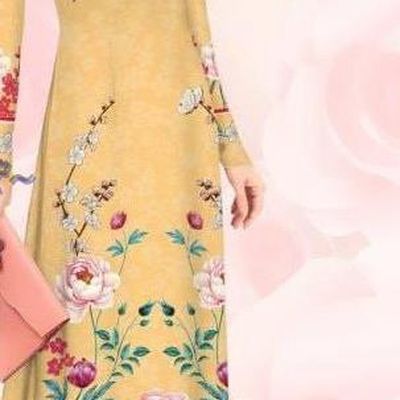 Asian Vietnamese Beige Ao Dai Clothing Traditional Custom Bride Dress Women Qipao with Pants Vietnam Cheongsam Fashion