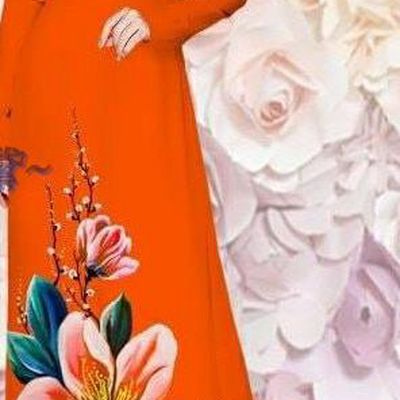 Vietnamese Women Traditional Clothing Asian Vietnam Custom Qipao with Pants Classical Printing Cheongsam Orange Ao Dai Dress with Pants