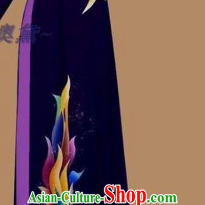 Custom Navy Blue Cheongsam Traditional Dress Asian Bride Fashion Vietnamese Ao Dai Clothing Vietnam Women Qipao with Pants
