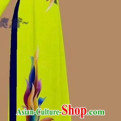 Asian Traditional Custom Yellow Cheongsam Vietnamese Bride Dress Vietnam Women Qipao with Pants Ao Dai Clothing