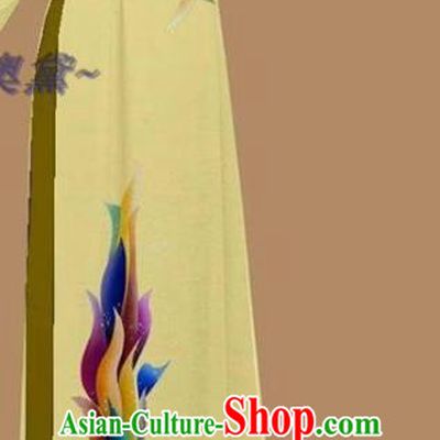 Traditional Vietnamese Custom Fashion Asian Beige Ao Dai Cheongsam Clothing Vietnam Women Qipao Dress with Pants