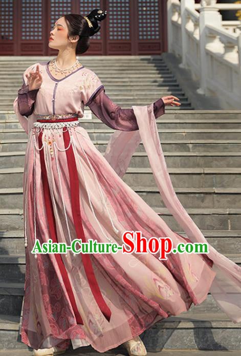 Ancient Chinese Costumes Tang Dynasty Palace Lady Embroidered Top Blouse and Skirt Full Set Ancient Chinese Costumes Tang Dynasty Palace Lady Embroidered Top Blouse and Skirt Full Set