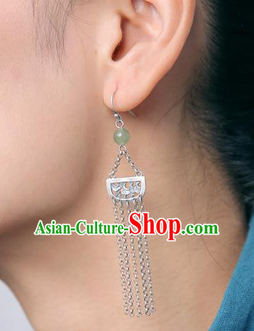 Top Grade Chinese Silver Tassel Earrings Traditional Handmade Ear Jewelry Accessories Top Grade Chinese Silver Tassel Earrings Traditional Handmade Ear Jewelry Accessories