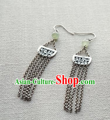 Top Grade Chinese Silver Tassel Earrings Traditional Handmade Ear Jewelry Accessories Top Grade Chinese Silver Tassel Earrings Traditional Handmade Ear Jewelry Accessories