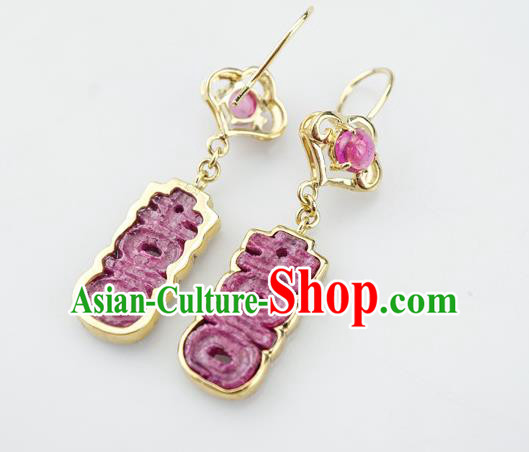 Top Grade Chinese Tourmaline Earrings Traditional Handmade Ear Jewelry Wedding Accessories Top Grade Chinese Tourmaline Earrings Traditional Handmade Ear Jewelry Wedding Accessories