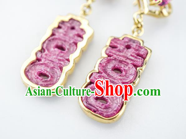 Top Grade Chinese Tourmaline Earrings Traditional Handmade Ear Jewelry Wedding Accessories Top Grade Chinese Tourmaline Earrings Traditional Handmade Ear Jewelry Wedding Accessories