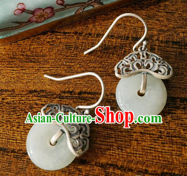 Top Grade Chinese Classical Jade Earrings Traditional Handmade Silver Ear Jewelry Cheongsam Accessories Top Grade Chinese Classical Jade Earrings Traditional Handmade Silver Ear Jewelry Cheongsam Accessories