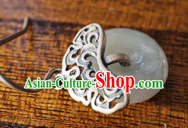 Top Grade Chinese Classical Jade Earrings Traditional Handmade Silver Ear Jewelry Cheongsam Accessories Top Grade Chinese Classical Jade Earrings Traditional Handmade Silver Ear Jewelry Cheongsam Accessories