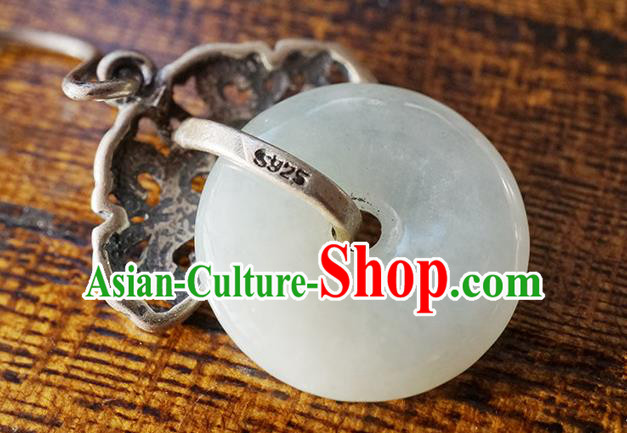 Top Grade Chinese Classical Jade Earrings Traditional Handmade Silver Ear Jewelry Cheongsam Accessories Top Grade Chinese Classical Jade Earrings Traditional Handmade Silver Ear Jewelry Cheongsam Accessories