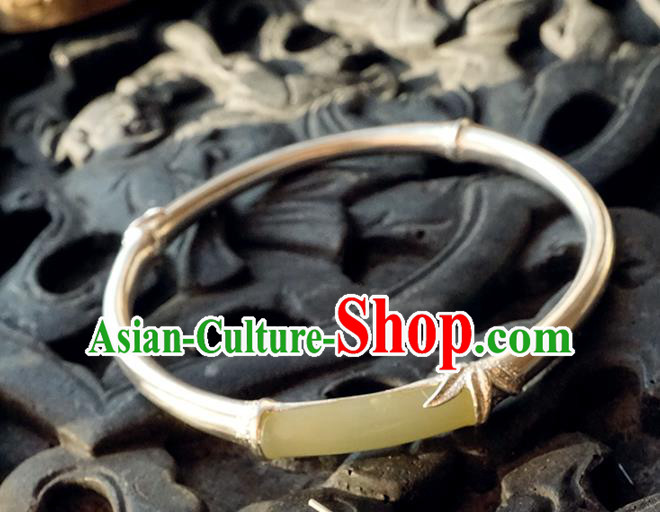 Chinese Traditional Silver Bamboo Bangle Accessories Ancient Princess Jade Bracelet Jewelry Chinese Traditional Silver Bamboo Bangle Accessories Ancient Princess Jade Bracelet Jewelry