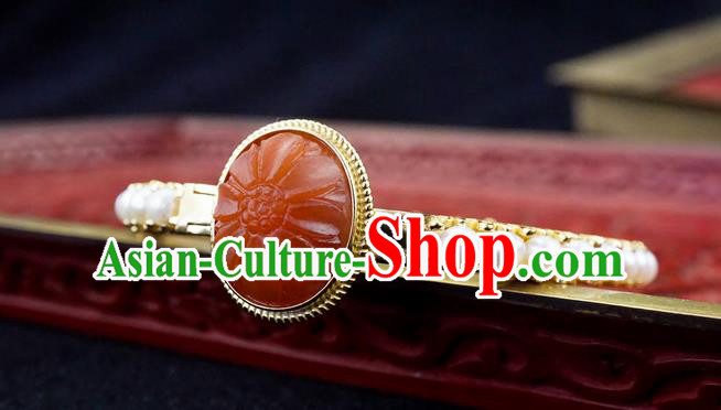 Chinese Traditional Agate Bangle Accessories Ancient Qing Dynasty Court Pearls Bracelet Gems Jewelry Chinese Traditional Agate Bangle Accessories Ancient Qing Dynasty Court Pearls Bracelet Gems Jewelry