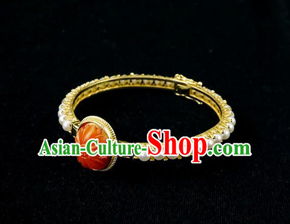 Chinese Traditional Agate Bangle Accessories Ancient Qing Dynasty Court Pearls Bracelet Gems Jewelry Chinese Traditional Agate Bangle Accessories Ancient Qing Dynasty Court Pearls Bracelet Gems Jewelry