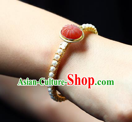Chinese Traditional Agate Bangle Accessories Ancient Qing Dynasty Court Pearls Bracelet Gems Jewelry Chinese Traditional Agate Bangle Accessories Ancient Qing Dynasty Court Pearls Bracelet Gems Jewelry