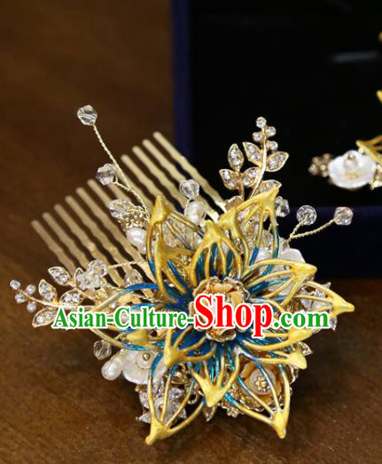 Chinese Classical Hairpins Hair Accessories Traditional Wedding Flowers Hair Combs Full Set Chinese Classical Hairpins Hair Accessories Traditional Wedding Flowers Hair Combs Full Set