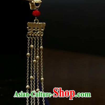 Chinese Classical Golden Tassel Hair Sticks Hair Accessories Traditional Wedding Plum Blossom Hairpins