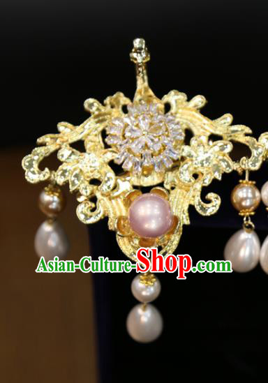 Chinese Classical Zircon Hair Sticks Hair Accessories Traditional Wedding Golden Hairpins Chinese Classical Zircon Hair Sticks Hair Accessories Traditional Wedding Golden Hairpins