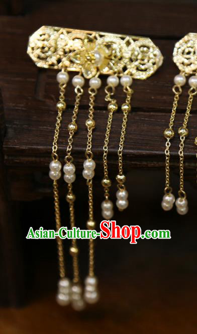 Chinese Classical Golden Hair Accessories Traditional Wedding Hairpins Beads Tassel Hair Sticks Chinese Classical Golden Hair Accessories Traditional Wedding Hairpins Beads Tassel Hair Sticks