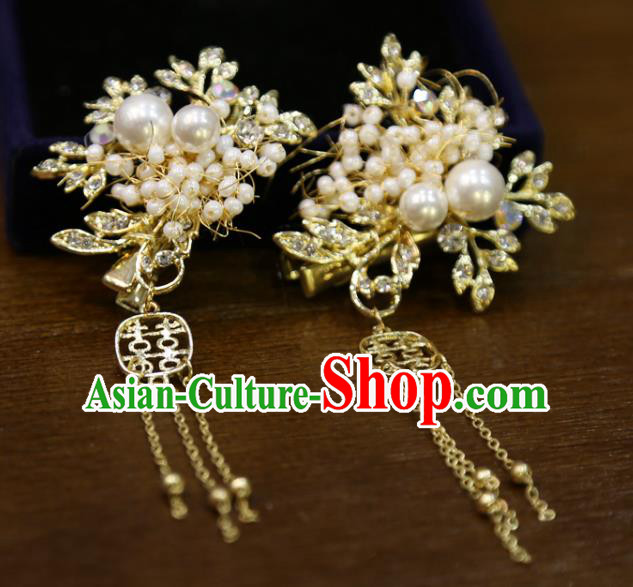 Chinese Wedding Golden Hair Sticks Classical Hair Accessories Traditional Xiuhe Suit Hairpins Chinese Wedding Golden Hair Sticks Classical Hair Accessories Traditional Xiuhe Suit Hairpins