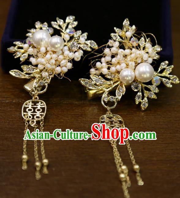 Chinese Wedding Golden Hair Sticks Classical Hair Accessories Traditional Xiuhe Suit Hairpins Chinese Wedding Golden Hair Sticks Classical Hair Accessories Traditional Xiuhe Suit Hairpins
