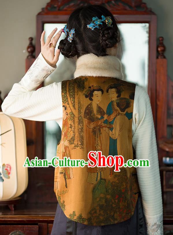 Chinese Women Traditional Tang Suit Vest National Clothing Ginger Silk Waistcoat Chinese Women Traditional Tang Suit Vest National Clothing Ginger Silk Waistcoat