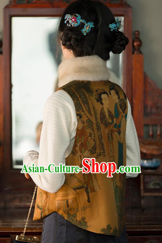 Chinese Women Traditional Tang Suit Vest National Clothing Ginger Silk Waistcoat Chinese Women Traditional Tang Suit Vest National Clothing Ginger Silk Waistcoat