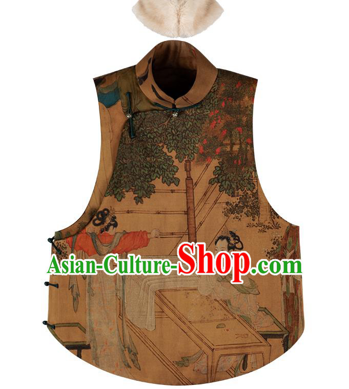Chinese Women Traditional Tang Suit Vest National Clothing Ginger Silk Waistcoat Chinese Women Traditional Tang Suit Vest National Clothing Ginger Silk Waistcoat