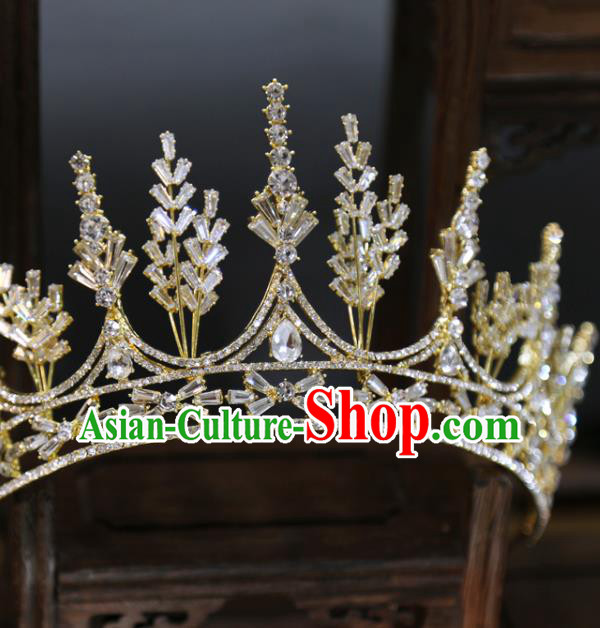 Top Grade Europe Princess Hair Accessories Golden Zircon Royal Crown Top Grade Europe Princess Hair Accessories Golden Zircon Royal Crown