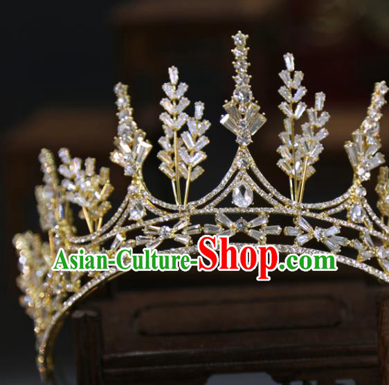 Top Grade Europe Princess Hair Accessories Golden Zircon Royal Crown Top Grade Europe Princess Hair Accessories Golden Zircon Royal Crown