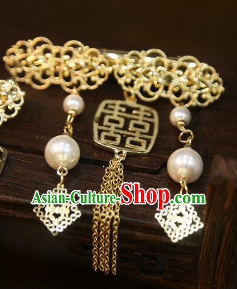 Chinese Wedding Classical Hair Accessories Traditional Xiuhe Suit Tassel Hairpins Golden Hair Sticks Chinese Wedding Classical Hair Accessories Traditional Xiuhe Suit Tassel Hairpins Golden Hair Sticks