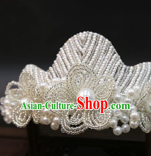 Top Grade Europe Princess Hair Accessories White Beads Flower Royal Crown Top Grade Europe Princess Hair Accessories White Beads Flower Royal Crown