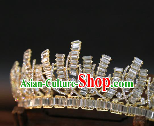 Top Grade Handmade Golden Royal Crown Europe Princess Wedding Hair Jewelry Zircon Accessories Top Grade Handmade Golden Royal Crown Europe Princess Wedding Hair Jewelry Zircon Accessories