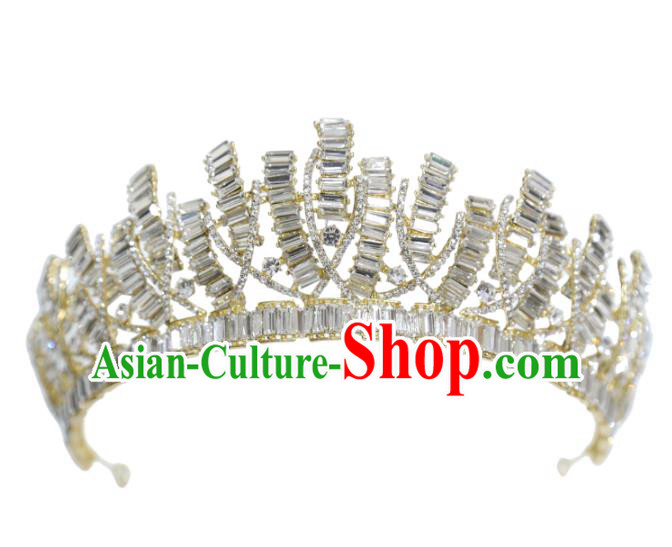 Top Grade Handmade Golden Royal Crown Europe Princess Wedding Hair Jewelry Zircon Accessories Top Grade Handmade Golden Royal Crown Europe Princess Wedding Hair Jewelry Zircon Accessories