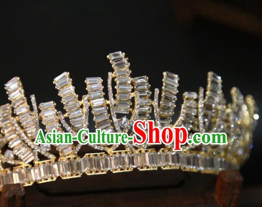 Top Grade Handmade Golden Royal Crown Europe Princess Wedding Hair Jewelry Zircon Accessories Top Grade Handmade Golden Royal Crown Europe Princess Wedding Hair Jewelry Zircon Accessories