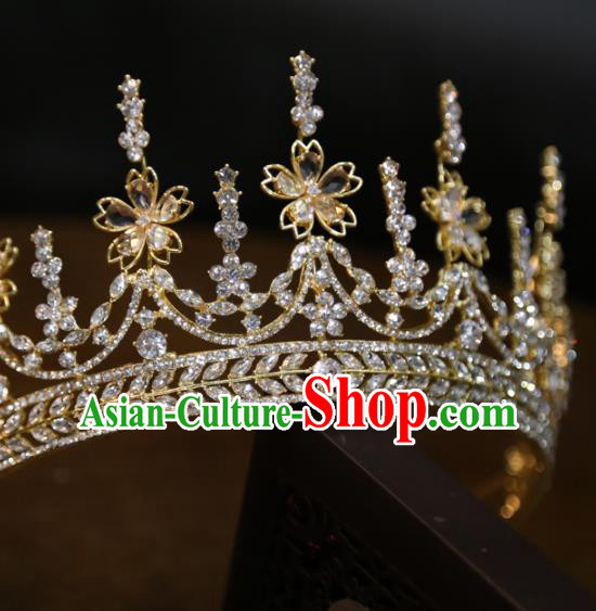 Top Grade Europe Princess Wedding Hair Jewelry Zircon Accessories Handmade Golden Royal Crown Top Grade Europe Princess Wedding Hair Jewelry Zircon Accessories Handmade Golden Royal Crown