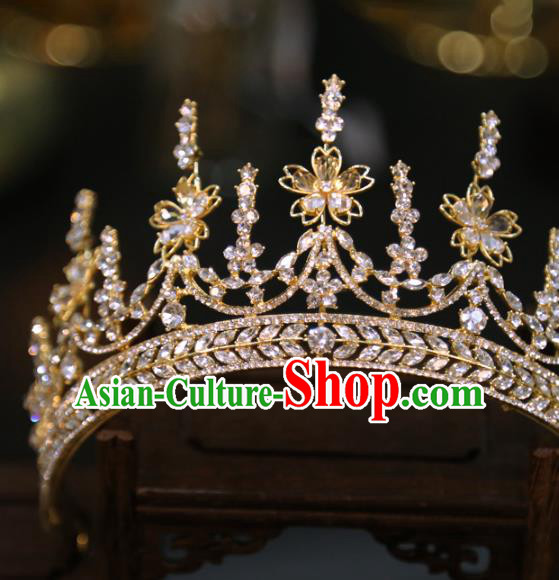 Top Grade Europe Princess Wedding Hair Jewelry Zircon Accessories Handmade Golden Royal Crown Top Grade Europe Princess Wedding Hair Jewelry Zircon Accessories Handmade Golden Royal Crown