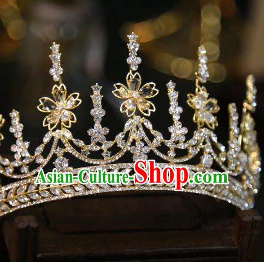 Top Grade Europe Princess Wedding Hair Jewelry Zircon Accessories Handmade Golden Royal Crown Top Grade Europe Princess Wedding Hair Jewelry Zircon Accessories Handmade Golden Royal Crown