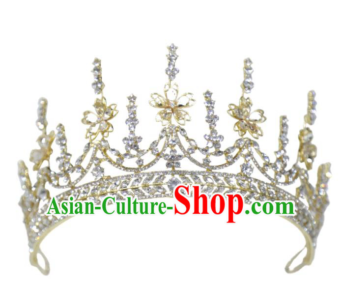 Top Grade Europe Princess Wedding Hair Jewelry Zircon Accessories Handmade Golden Royal Crown Top Grade Europe Princess Wedding Hair Jewelry Zircon Accessories Handmade Golden Royal Crown