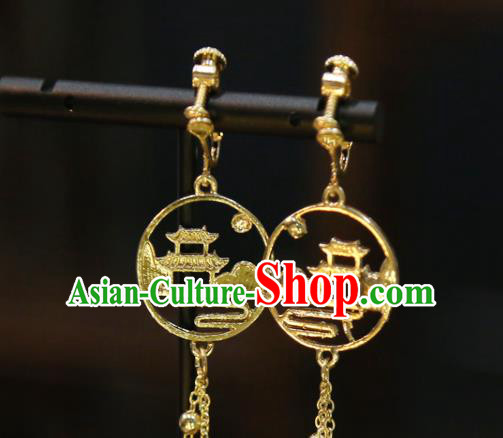 Chinese Handmade Golden Ear Jewelry Traditional Wedding Accessories Classical Tassel Earrings Chinese Handmade Golden Ear Jewelry Traditional Wedding Accessories Classical Tassel Earrings
