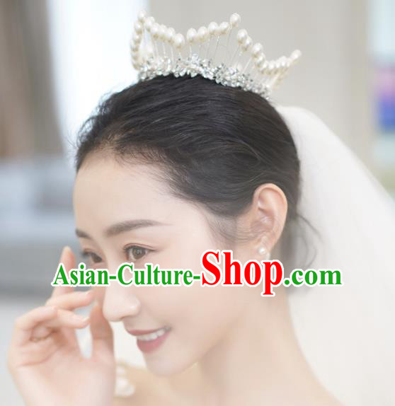 Top Grade Bride Accessories Europe Princess Handmade Royal Crown Wedding Hair Jewelry