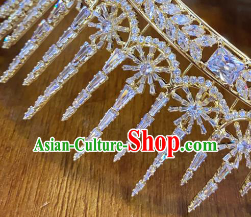 Top Handmade Golden Royal Crown Europe Princess Wedding Hair Jewelry Bride Zircon Accessories Top Handmade Golden Royal Crown Europe Princess Wedding Hair Jewelry Bride Zircon Accessories