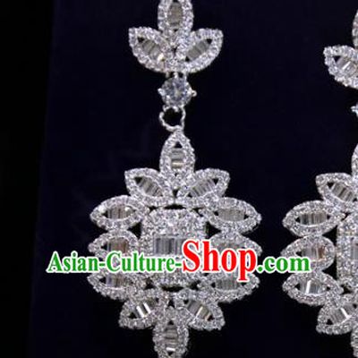 Top Grade Handmade Wedding Zircon Earrings Europe Princess Jewelry Ear Accessories