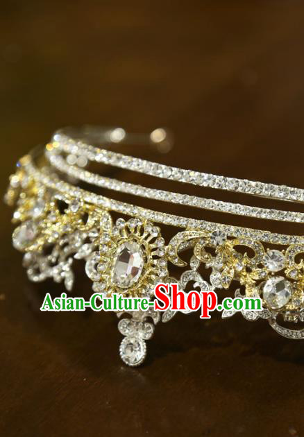 Top Europe Princess Hair Jewelry Handmade Bride Hair Accessories Wedding Crystal Royal Crown