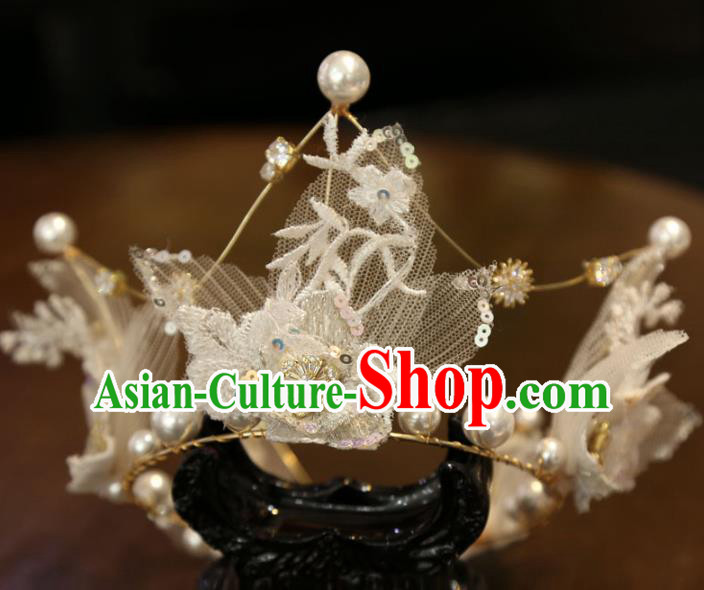 Top Europe Princess Hair Jewelry Wedding Lace Flower Royal Crown Handmade Bride Accessories Top Europe Princess Hair Jewelry Wedding Lace Flower Royal Crown Handmade Bride Accessories