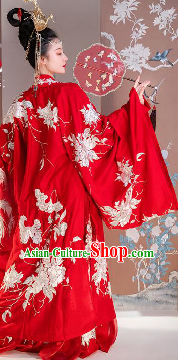 Traditional China Ancient Royal Princess Embroidered Red Costumes Tang Dynasty Wedding Clothing Complete Set Traditional China Ancient Royal Princess Embroidered Red Costumes Tang Dynasty Wedding Clothing Complete Set