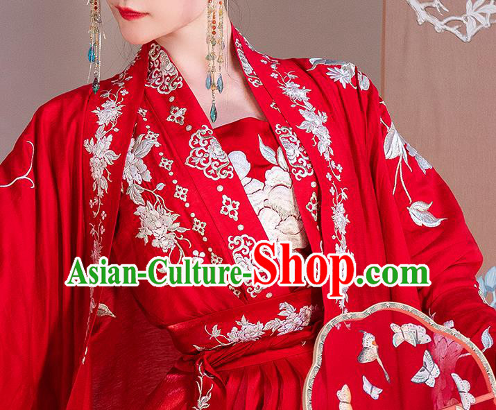 Traditional China Ancient Royal Princess Embroidered Red Costumes Tang Dynasty Wedding Clothing Complete Set Traditional China Ancient Royal Princess Embroidered Red Costumes Tang Dynasty Wedding Clothing Complete Set