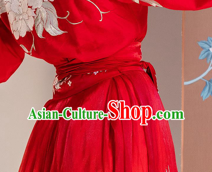 Traditional China Ancient Royal Princess Embroidered Red Costumes Tang Dynasty Wedding Clothing Complete Set Traditional China Ancient Royal Princess Embroidered Red Costumes Tang Dynasty Wedding Clothing Complete Set