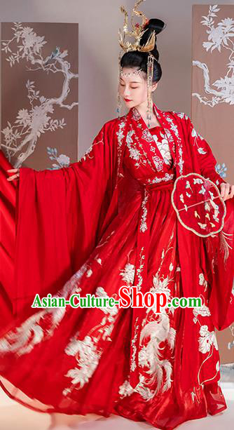 Traditional China Ancient Royal Princess Embroidered Red Costumes Tang Dynasty Wedding Clothing Complete Set Traditional China Ancient Royal Princess Embroidered Red Costumes Tang Dynasty Wedding Clothing Complete Set