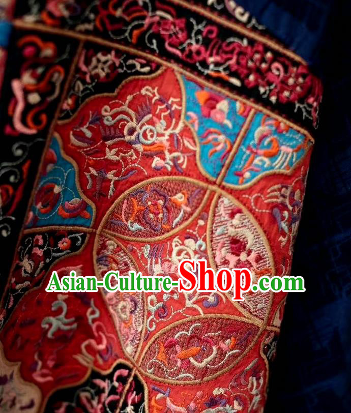 China National Women Dust Coat Traditional Embroidered Costume Tang Suit Navy Flax Overcoat China National Women Dust Coat Traditional Embroidered Costume Tang Suit Navy Flax Overcoat